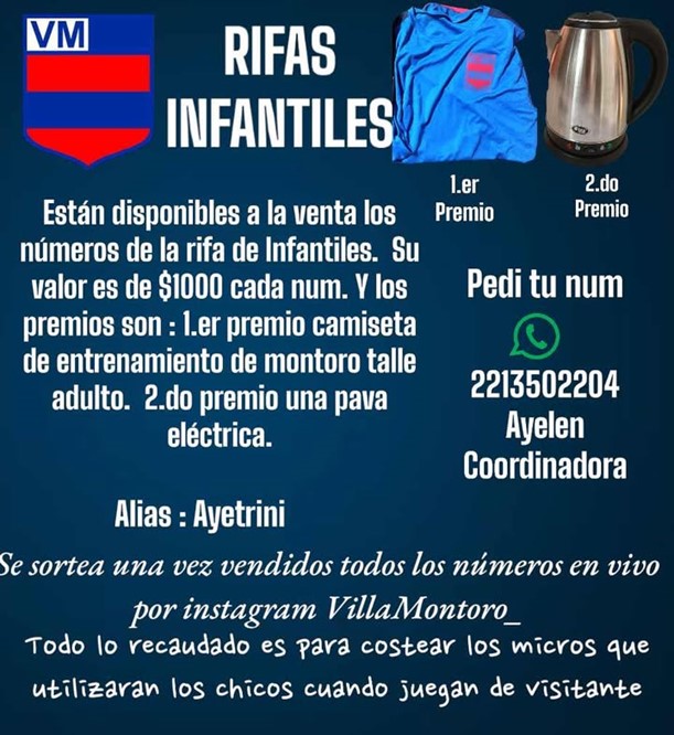 Rifa en Villa Montoro para ayudar a los más pequeños