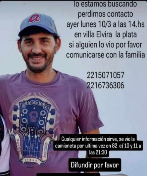 Buscan desde el lunes a un joven que vino de Córdoba y la familia no tiene noticias