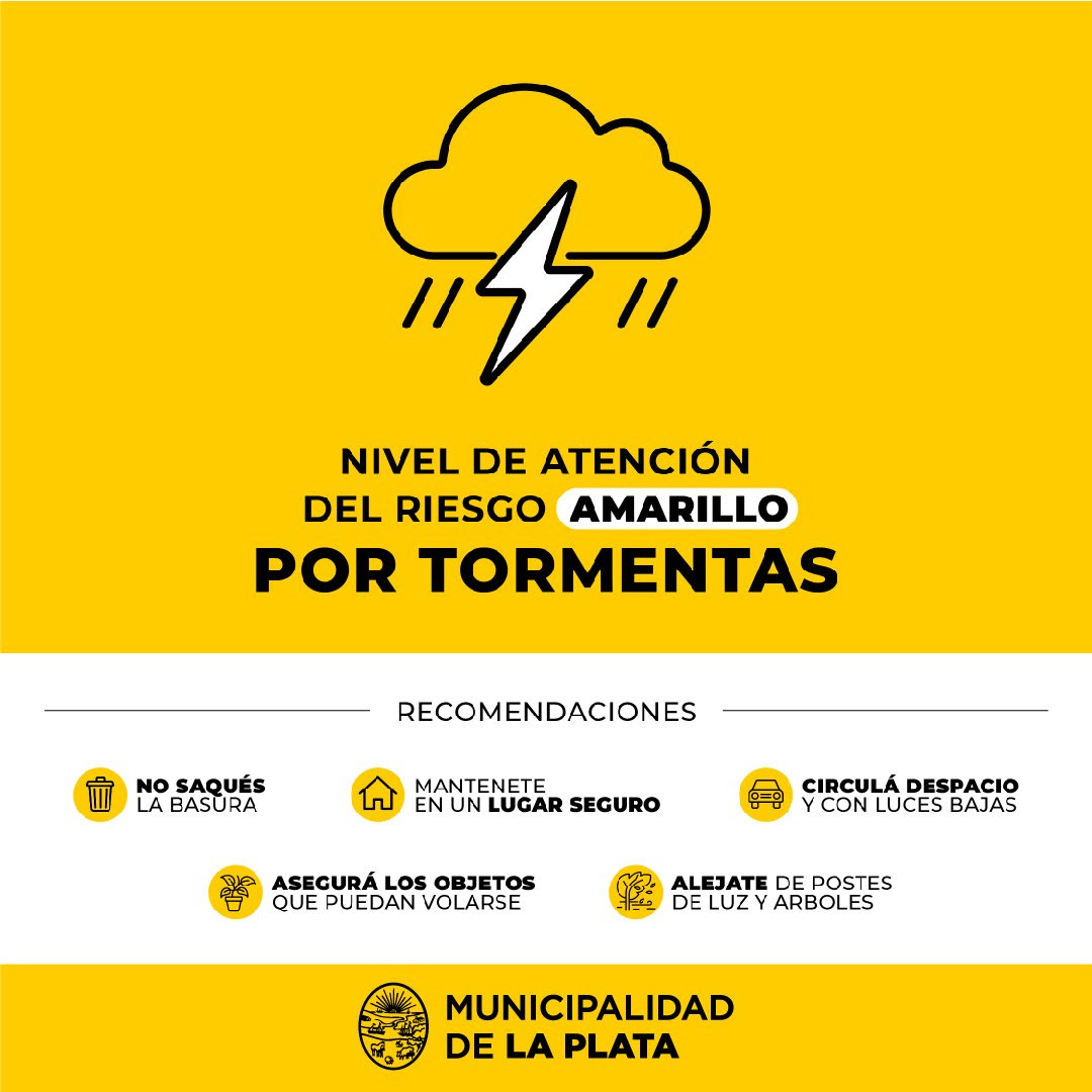 La Municipalidad estableció el nivel de alerta 'Amarillo' por tormentas