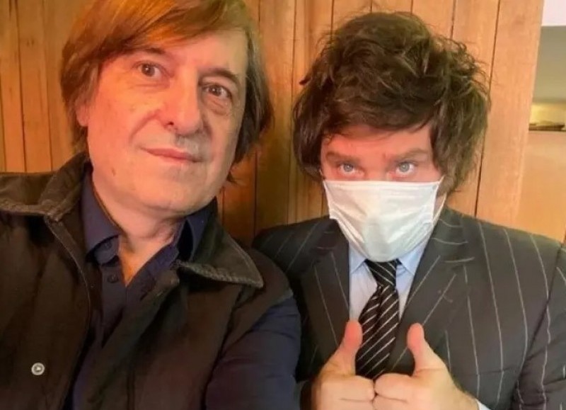 El titular del CONICET, Daniel Salamone, junto a Javier Milei